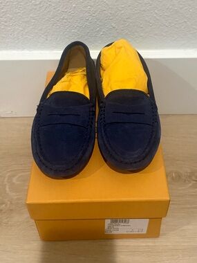 TOD’S JUNIOR BOY GOMMINO SUEDE PENNY LOAFERS, SIZE EU 28 (US 11), MIDNIGHT BLUE
